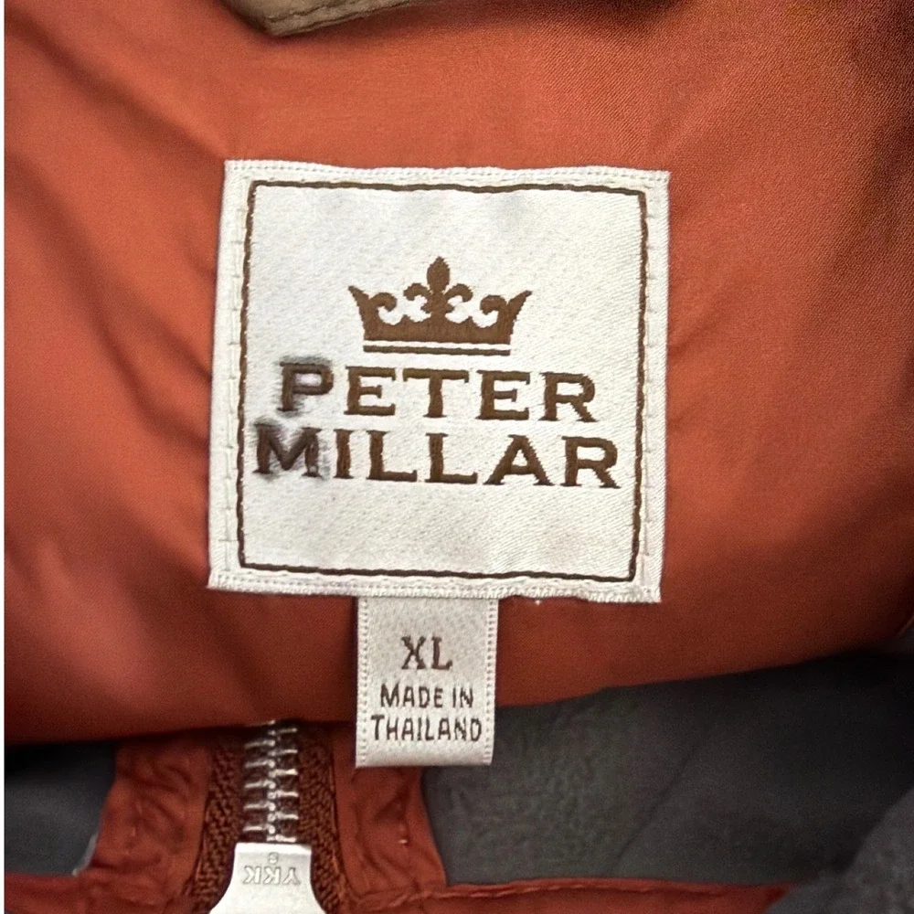 Peter Millar Mens XL Quilted Fleece Lined Jacket Burnt Orange Full Zip Coat